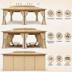 12x20 Gazebo Heavy Duty Gazebos with Curtains Outdoor Gazebo Canopy Double Roof with Metal Steel Frame for, alternate view 6