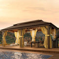12x20 Hardtop Gazebo on Clearance with Metal Roof & Drainage System, Heavy Duty Galvanized Steel Gazebo with