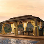 12x20 Hardtop Gazebo on Clearance with Metal Roof & Drainage System, Heavy Duty Galvanized Steel Gazebo with
