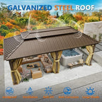 12x20 Hardtop Gazebo on Clearance with Metal Roof & Drainage System, Heavy Duty Galvanized Steel Gazebo with, alternate view