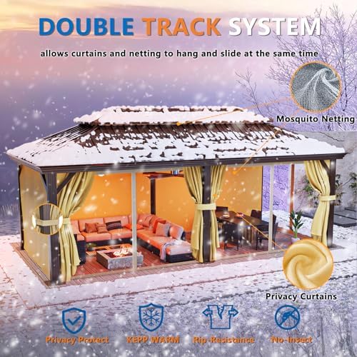12x20 Hardtop Gazebo on Clearance with Metal Roof & Drainage System, Heavy Duty Galvanized Steel Gazebo with, alternate view
