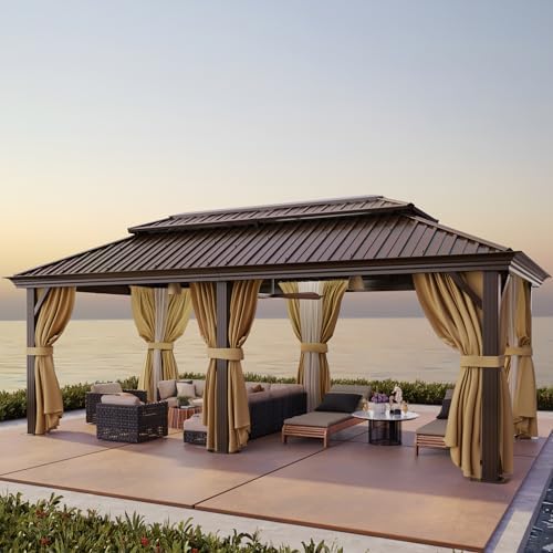 12x20 Hardtop Gazebo on Clearance with Metal Roof & Drainage System, Heavy Duty Galvanized Steel Gazebo with, alternate view