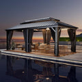 12x20 Hardtop Gazebo on Clearance with Metal Roof, Heavy Duty Galvanized Steel Gazebo with Aluminum Frame