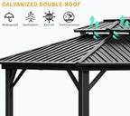 12x20 Hardtop Gazebo on Clearance with Metal Roof, Heavy Duty Galvanized Steel Gazebo with Aluminum Frame, alternate view 7