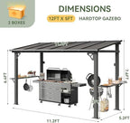 12x5 FT Gazebo, Grill Gazebo with Sloping Steel Roof, Black in 12x5 FT in Black, alternate view 2
