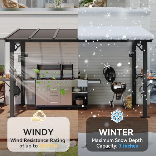 12x5 FT Gazebo, Grill Gazebo with Sloping Steel Roof, Black in 12x5 FT in Black, alternate view 3