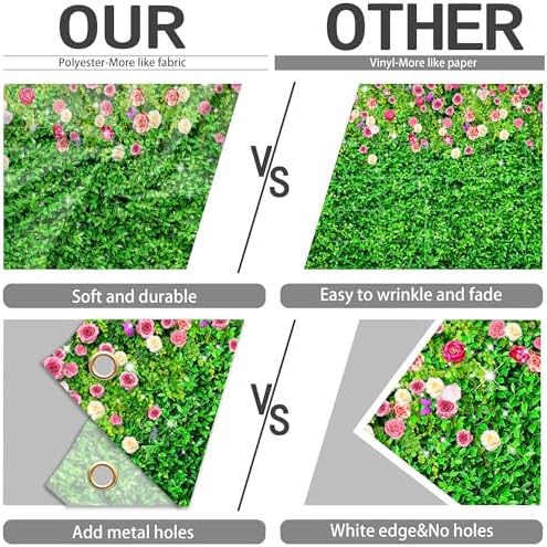 12x8 FT Green Leaf Flower Wall Background Large Green Grass Wall Backdrop Birthday Banner for Woman Men Birthday, alternate