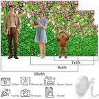 12x8 FT Green Leaf Flower Wall Background Large Green Grass Wall Backdrop Birthday Banner for Woman Men Birthday, alternate