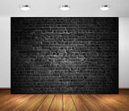 12x8ft Fabric Black Brick Wall Backdrop for Photography Vintage Stone Brick Background for Theme Party