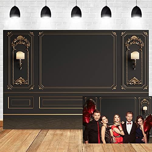 12x8ft Retro Room Inside Backdrop Vintage Lantern Nordic Style Black Wall Artistic Background Photography for