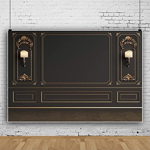 12x8ft Retro Room Inside Backdrop Vintage Lantern Nordic Style Black Wall Artistic Background Photography for, alternate view