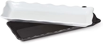 . 13 1/2" x 5 1/4" White Display Melamine Tray with Scalloped Edges in White, alternate view 4