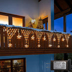 13.1x1.9Ft Christmas Net Lights 196 LED Star Net Mesh Triangle Timer Light in 13.1x1.9Ft