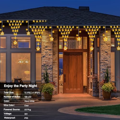 13.1x1.9Ft Christmas Net Lights 196 LED Star Net Mesh Triangle Timer Light in 13.1x1.9Ft, alternate view 2