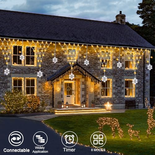 13.1x1.9Ft Christmas Net Lights 207LED Star Net Mesh Triangle Timer Light in 13.1x1.9Ft, alternate view 2