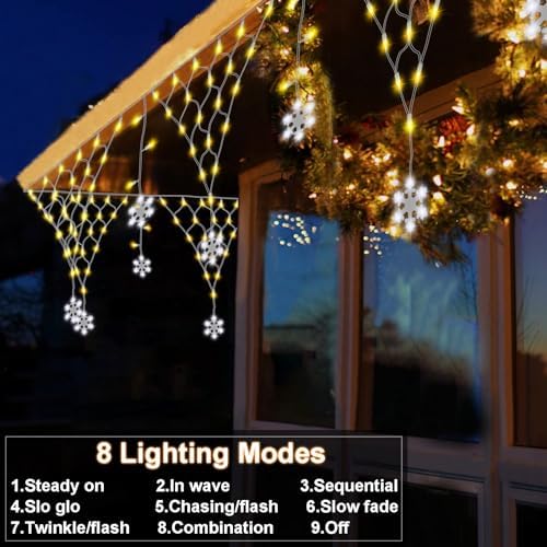 13.1x1.9Ft Christmas Net Lights 207LED Star Net Mesh Triangle Timer Light in 13.1x1.9Ft, alternate view 3