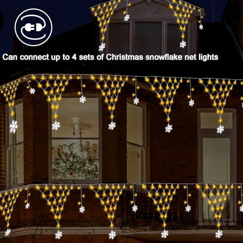 13.1x1.9Ft Christmas Net Lights 207LED Star Net Mesh Triangle Timer Light in 13.1x1.9Ft, alternate view 4