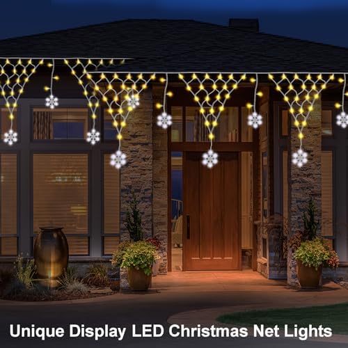 13.1x1.9Ft Christmas Net Lights 207LED Star Net Mesh Triangle Timer Light in 13.1x1.9Ft, alternate view 5