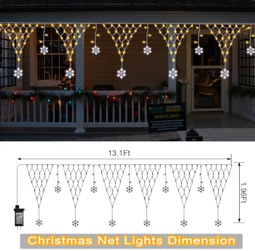 13.1x1.9Ft Christmas Net Lights 207LED Star Net Mesh Triangle Timer Light in 13.1x1.9Ft, alternate view 6