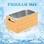 13.38 x 7.28 Inch Large Bamboo Ice Bin with Removable Steel Frame and Handle Ice Storage Tray Bucket Chilled, alternate view