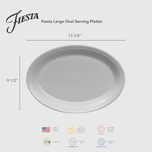 13 5/8" Large Oval Serving Platter - Durable Ceramic, Lead-Safe, Dishwasher/Microwave/Oven Safe - Made in USA, alternate view