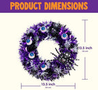 13.5" Halloween Eyeball Wreath Decoration with Spider Tinsel, Spooky Eyeball and Spider Wreath for Front Door, alternate view