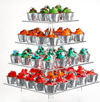 13.5'' Width Extra Large 4 Tiered Acrylic Glass Square Cake Stand in Clear, alternate view 3