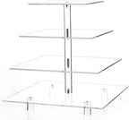 13.5'' Width Extra Large 4 Tiered Acrylic Glass Square Cake Stand in Clear, alternate view 4