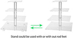 13.5'' Width Extra Large 4 Tiered Acrylic Glass Square Cake Stand in Clear, alternate view 6