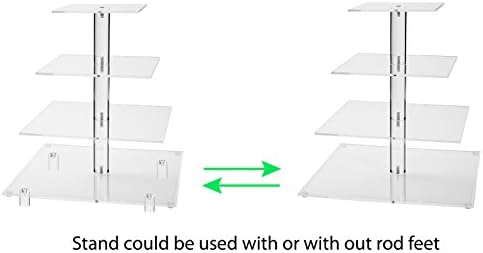 13.5'' Width Extra Large 4 Tiered Acrylic Glass Square Cake Stand in Clear, alternate view 6