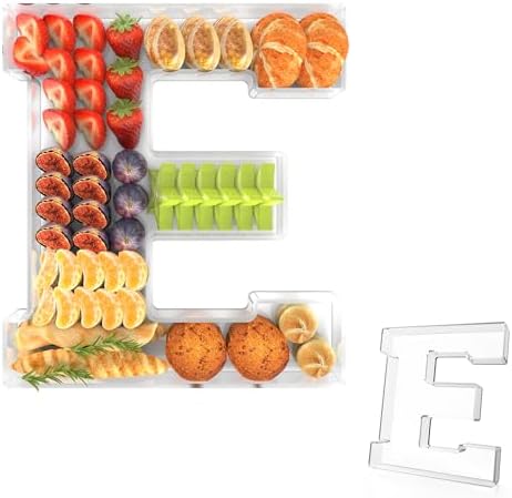 13.8" Acrylic Letter Charcuterie Tray, Fillable Alphabet Box (Letter E) in Letter E