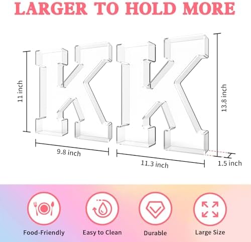 13.8" Acrylic Letter Charcuterie Tray, Fillable Alphabet Box (Letter K) in Letter K, alternate view 3