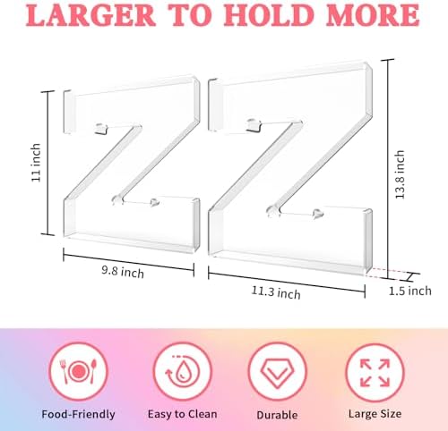 13.8" Acrylic Letter Charcuterie Tray, Fillable Alphabet Box (Letter Z) in Letter Z, alternate view 3