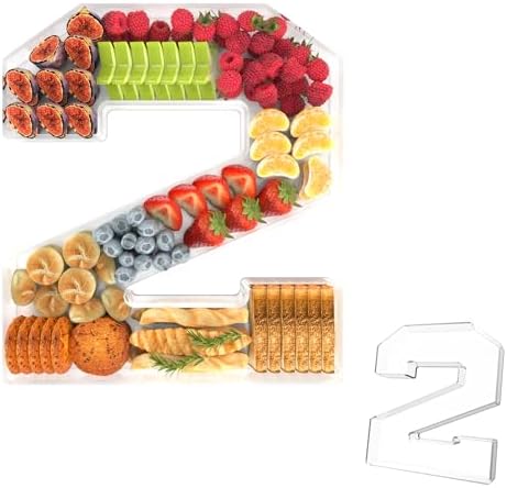 13.8" Acrylic Number Charcuterie Tray, Fillable Charcuterie Box (Number 2) in Number 2