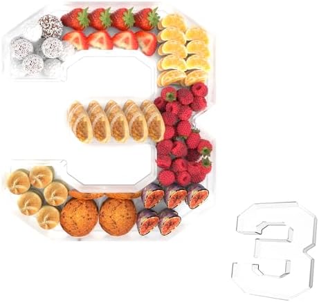 13.8" Acrylic Number Charcuterie Tray, Fillable Charcuterie Box (Number 3) in Number 3