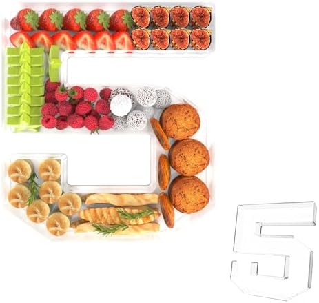 13.8" Acrylic Number Charcuterie Tray, Fillable Charcuterie Box (Number 5) in Number 5