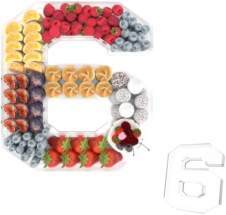 13.8" Acrylic Number Charcuterie Tray, Fillable Charcuterie Box (Number 6) in Number 6