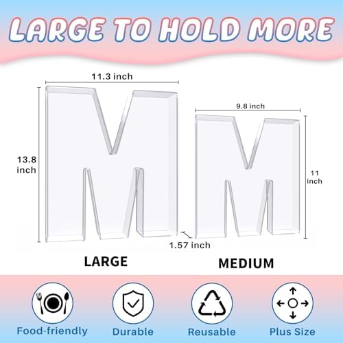 13.8" Extra Large Acrylic Letter Charcuterie Board Box, Reusable Fillable Letter Cake Candy Dish Display Serving, alternate