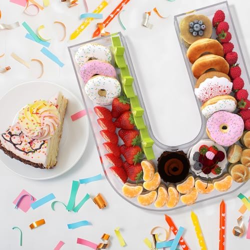 13.8" Extra Large Acrylic Letter Charcuterie Board Box, Reusable Fillable Letter Cake Candy Dish Display Serving, alternate