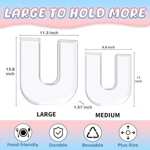 13.8" Extra Large Acrylic Letter Charcuterie Board Box, Reusable Fillable Letter Cake Candy Dish Display Serving, alternate