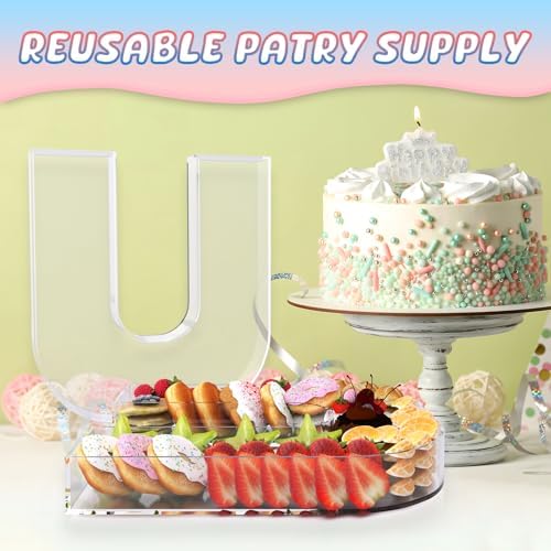 13.8" Extra Large Acrylic Letter Charcuterie Board Box, Reusable Fillable Letter Cake Candy Dish Display Serving, alternate