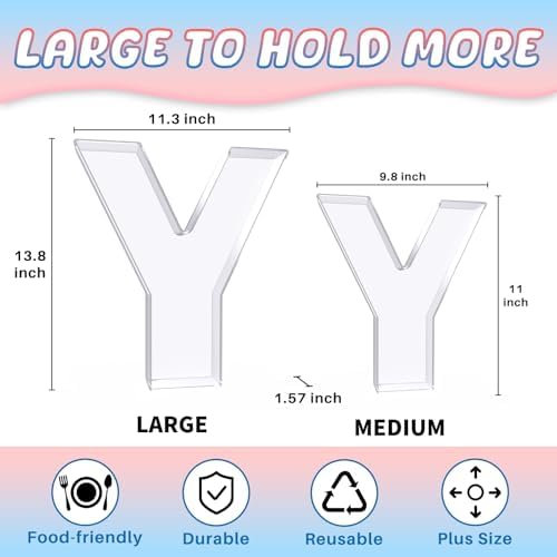 13.8" Extra Large Acrylic Letter Charcuterie Board Box, Reusable Fillable Letter Cake Candy Dish Display Serving, alternate