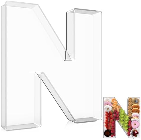 13.8" Extra Large Acrylic Letter Charcuterie Board Box, Reusable Fillable Letter Cake Candy Dish Display Serving