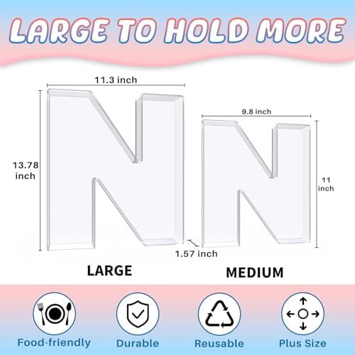 13.8" Extra Large Acrylic Letter Charcuterie Board Box, Reusable Fillable Letter Cake Candy Dish Display Serving, alternate