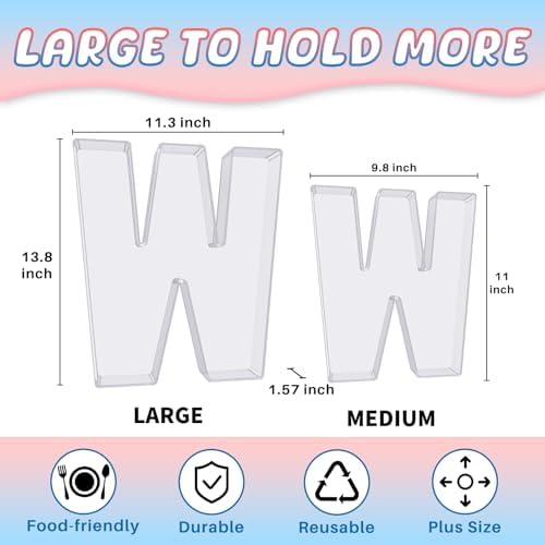 13.8" Extra Large Acrylic Letter Charcuterie Board Box, Reusable Fillable Letter Cake Candy Dish Display Serving, alternate