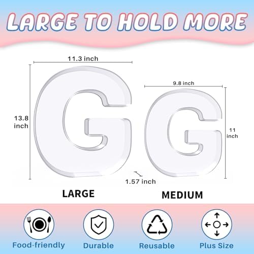13.8" Extra Large Acrylic Letter Charcuterie Board Box, Reusable Fillable Letter Cake Candy Dish Display Serving, alternate