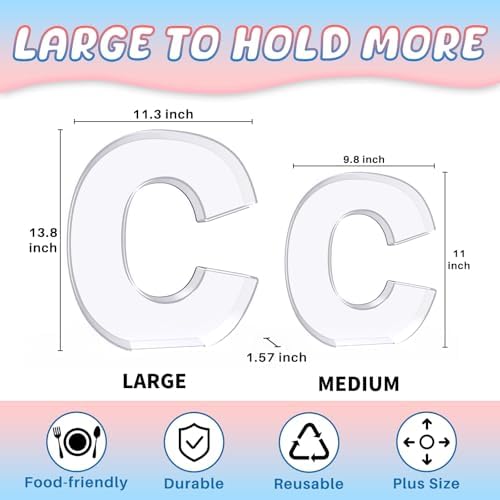 13.8" Extra Large Acrylic Letter Charcuterie Board Box, Reusable Fillable Letter Cake Candy Dish Display Serving, alternate