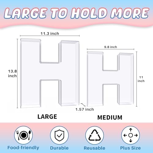 13.8" Extra Large Acrylic Letter Charcuterie Board Box, Reusable Fillable Letter Cake Candy Dish Display Serving, alternate