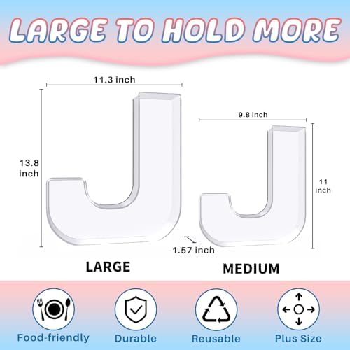 13.8" Extra Large Acrylic Letter Charcuterie Board Box, Reusable Fillable Letter Cake Candy Dish Display Serving, alternate
