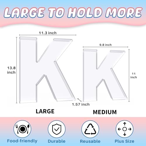 13.8" Extra Large Acrylic Letter Charcuterie Board Box, Reusable Fillable Letter Cake Candy Dish Display Serving, alternate